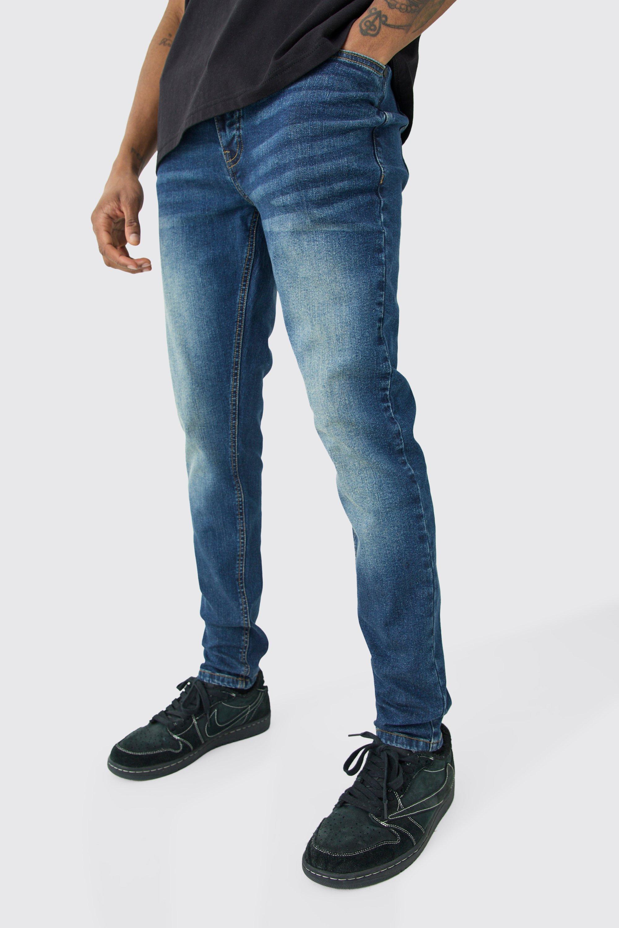 Mens Tall Skinny Stretch Jean In Antique Blue, Blue